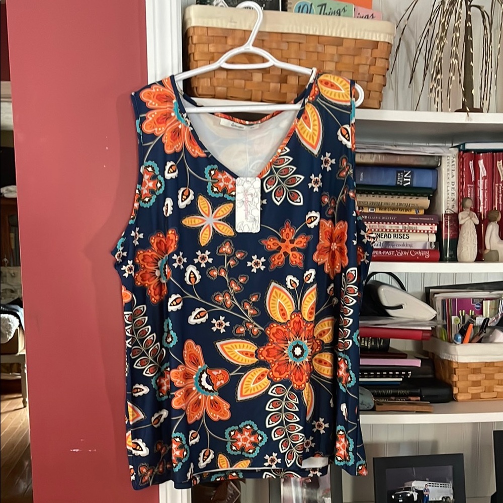 Sakura Orange Yellow Sleeveless Tank Top